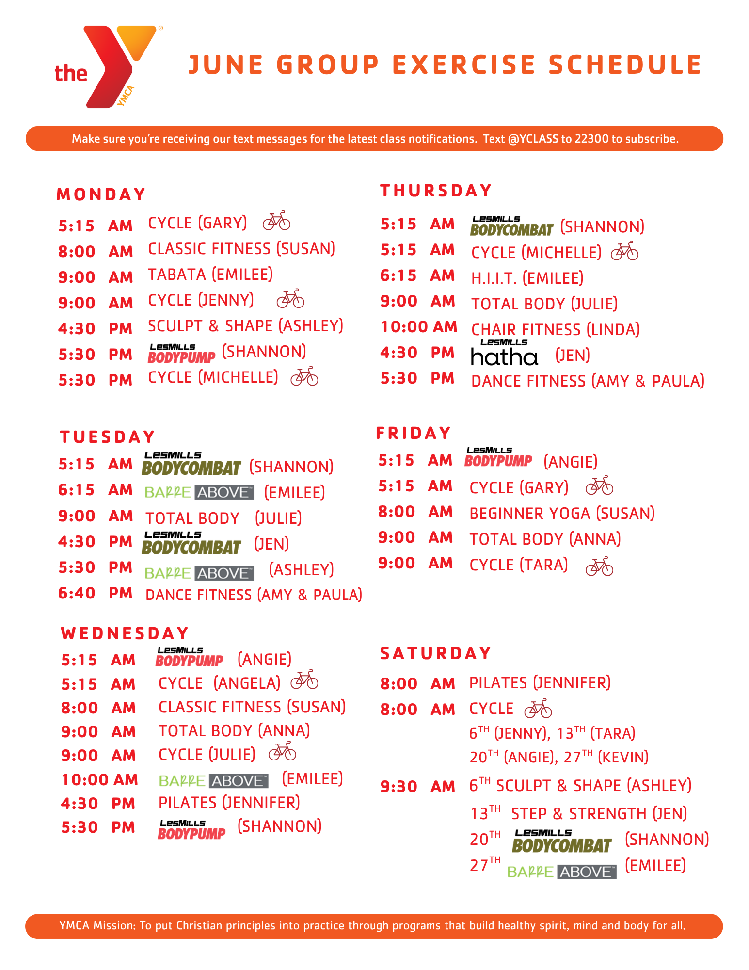 Group Exercise Schedule