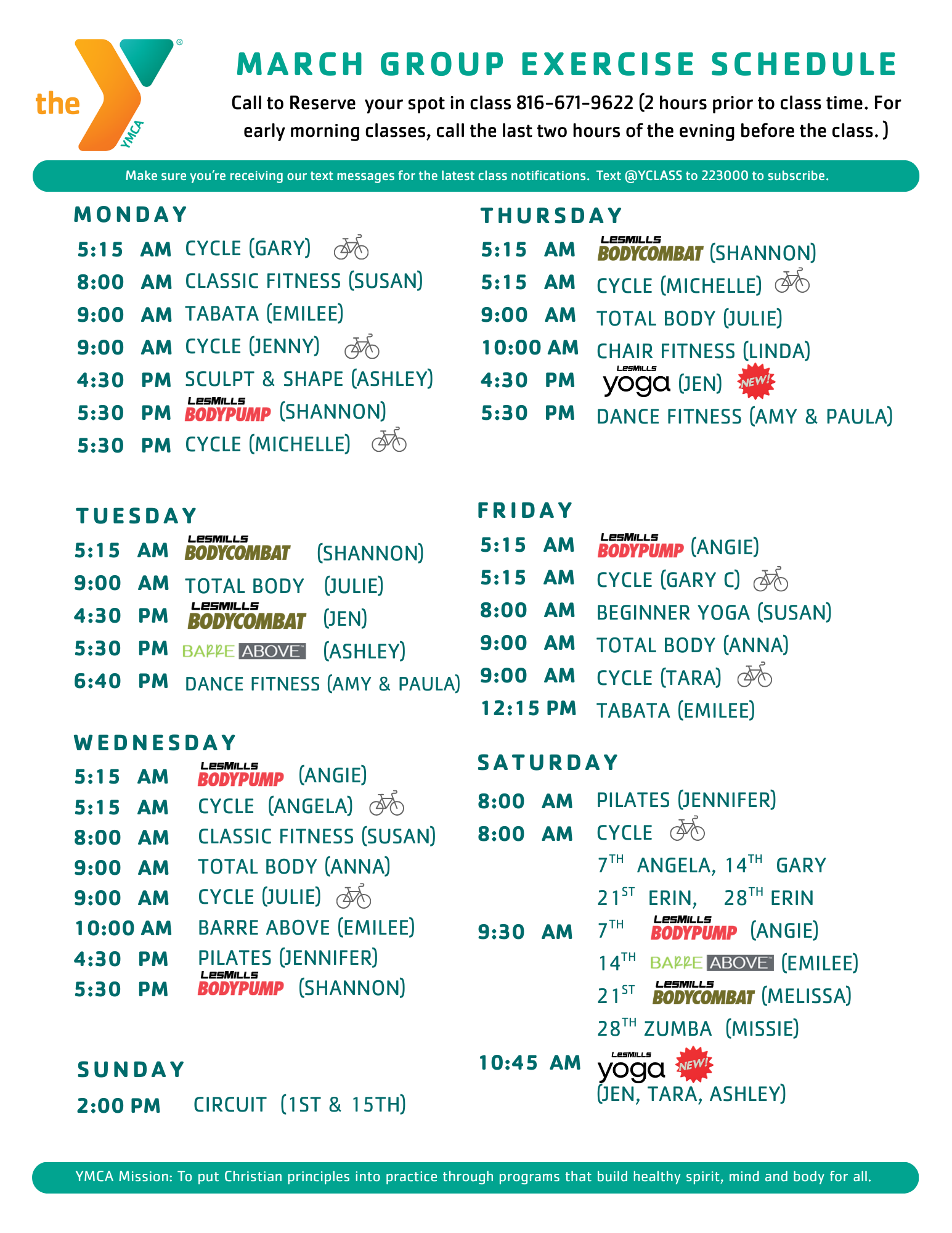 Group Exercise Schedule