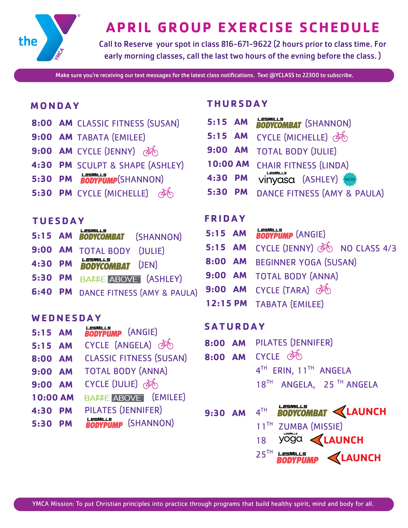 Group Exercise Schedule