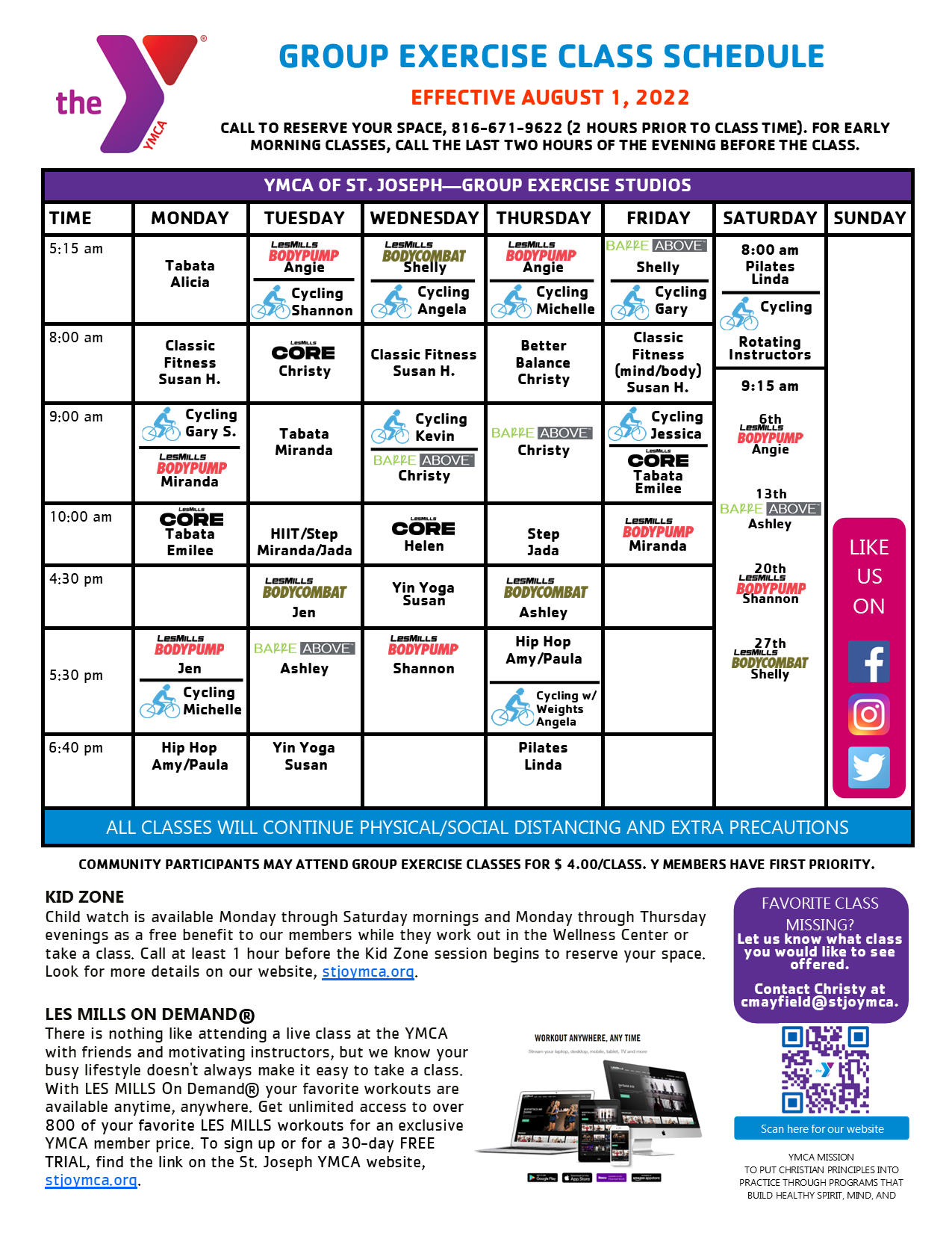 Group Exercise Schedule