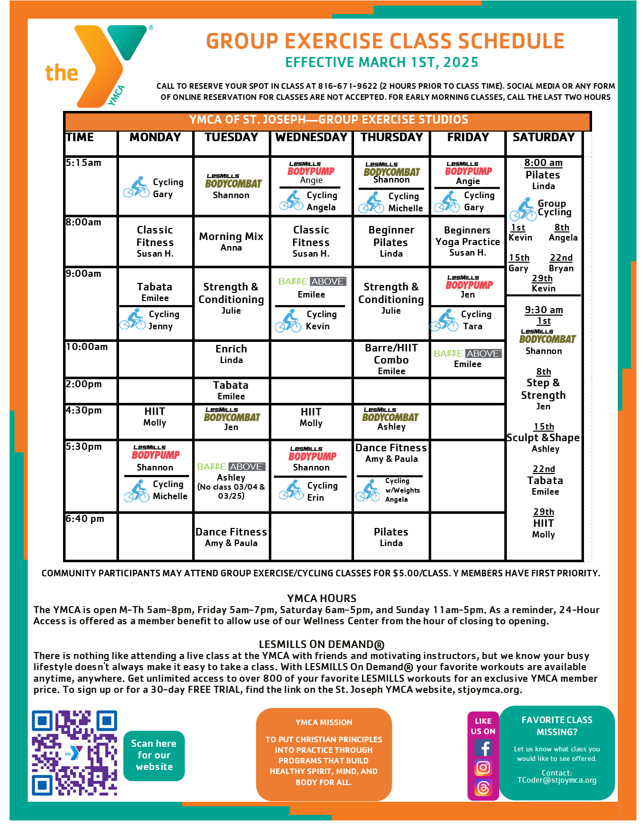 Group Exercise Schedule