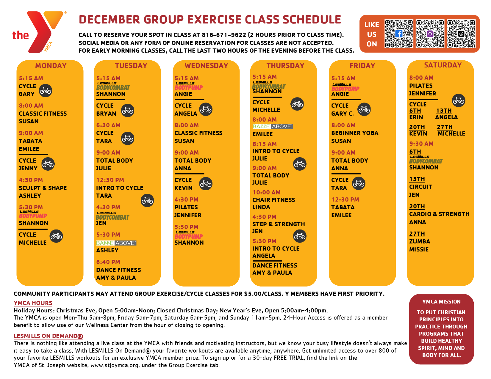 Group Exercise Schedule