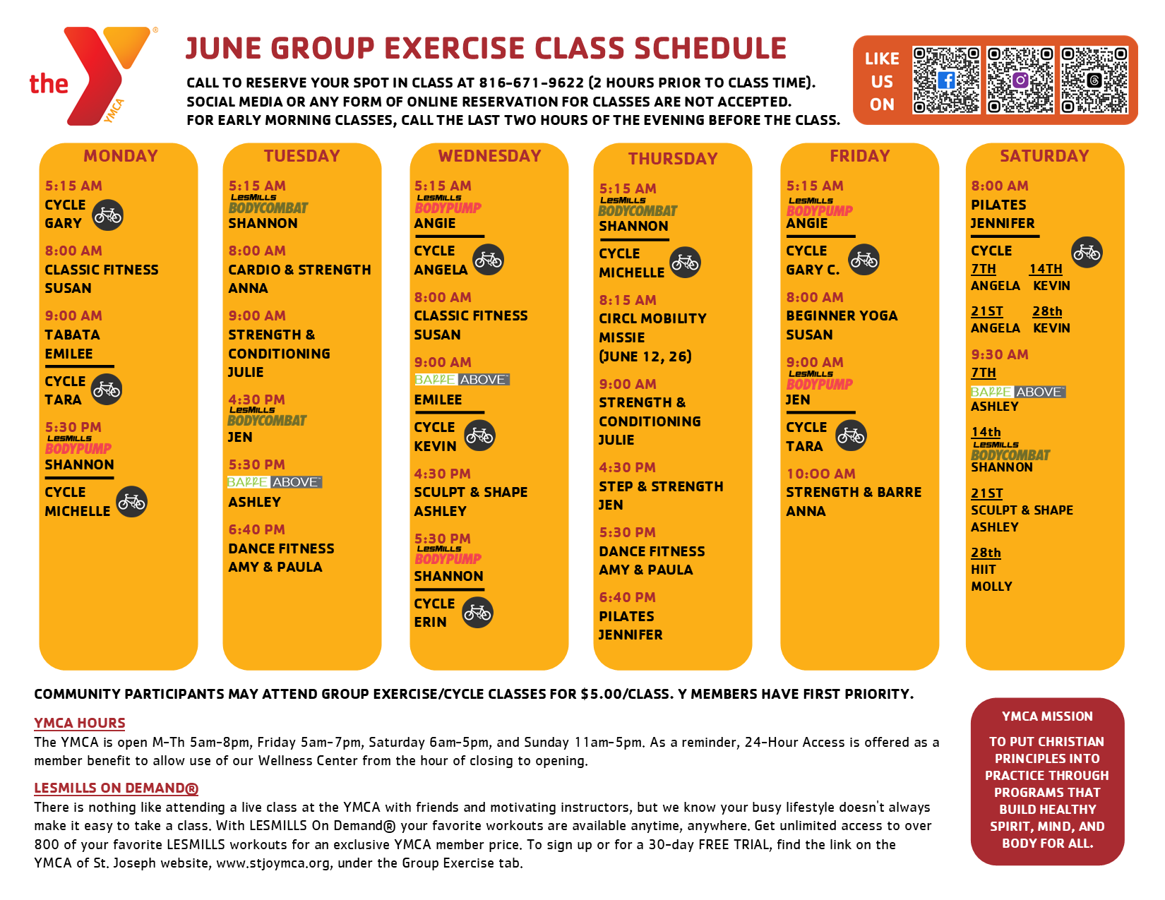 Group Exercise Schedule