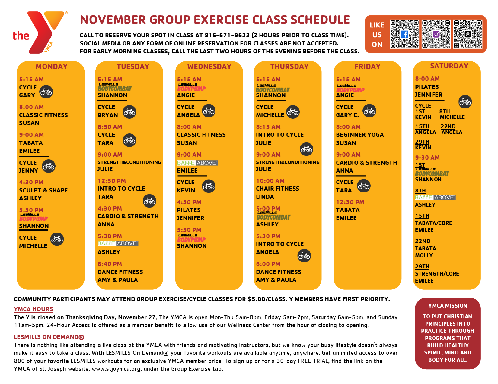 Group Exercise Schedule