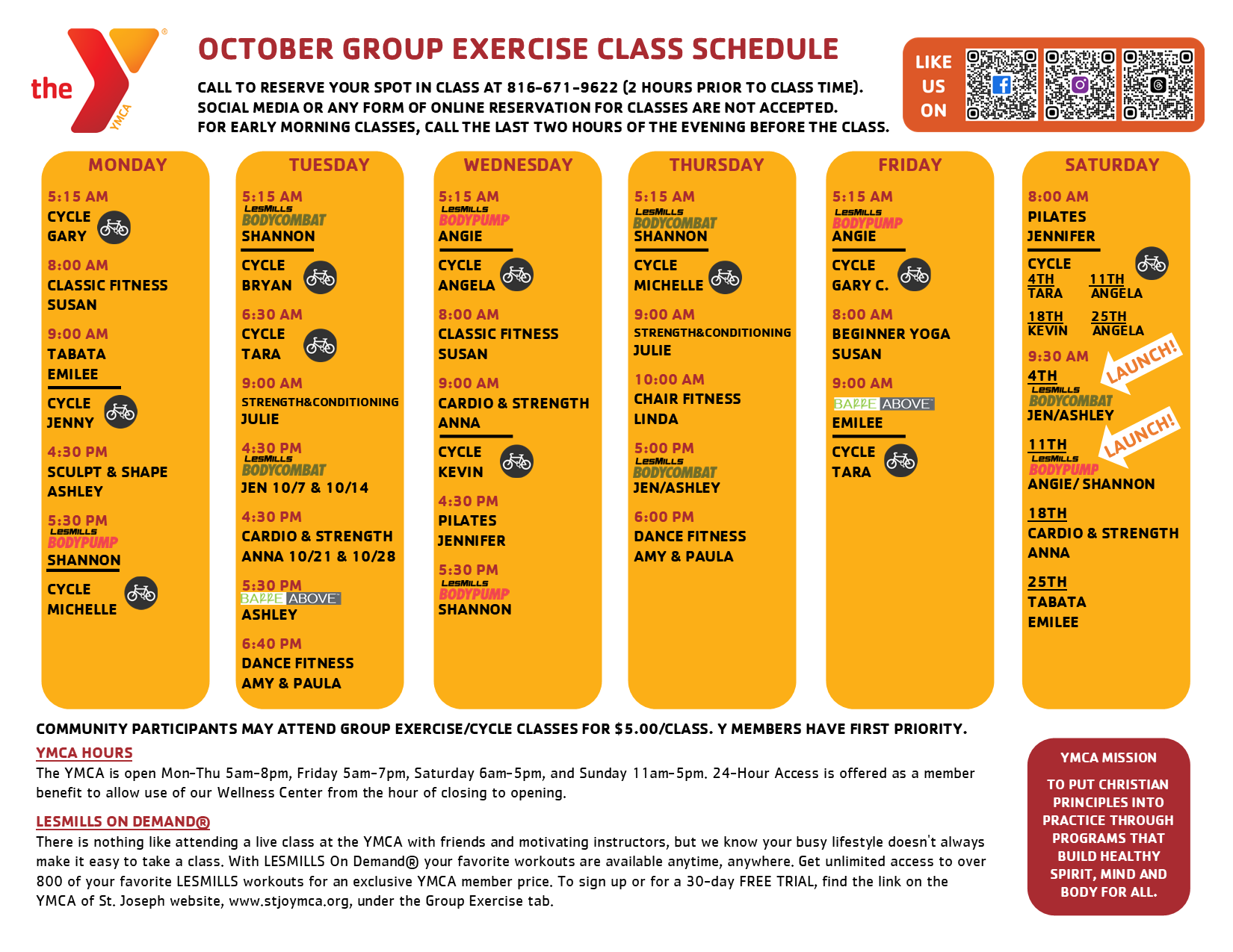 Group Exercise Schedule