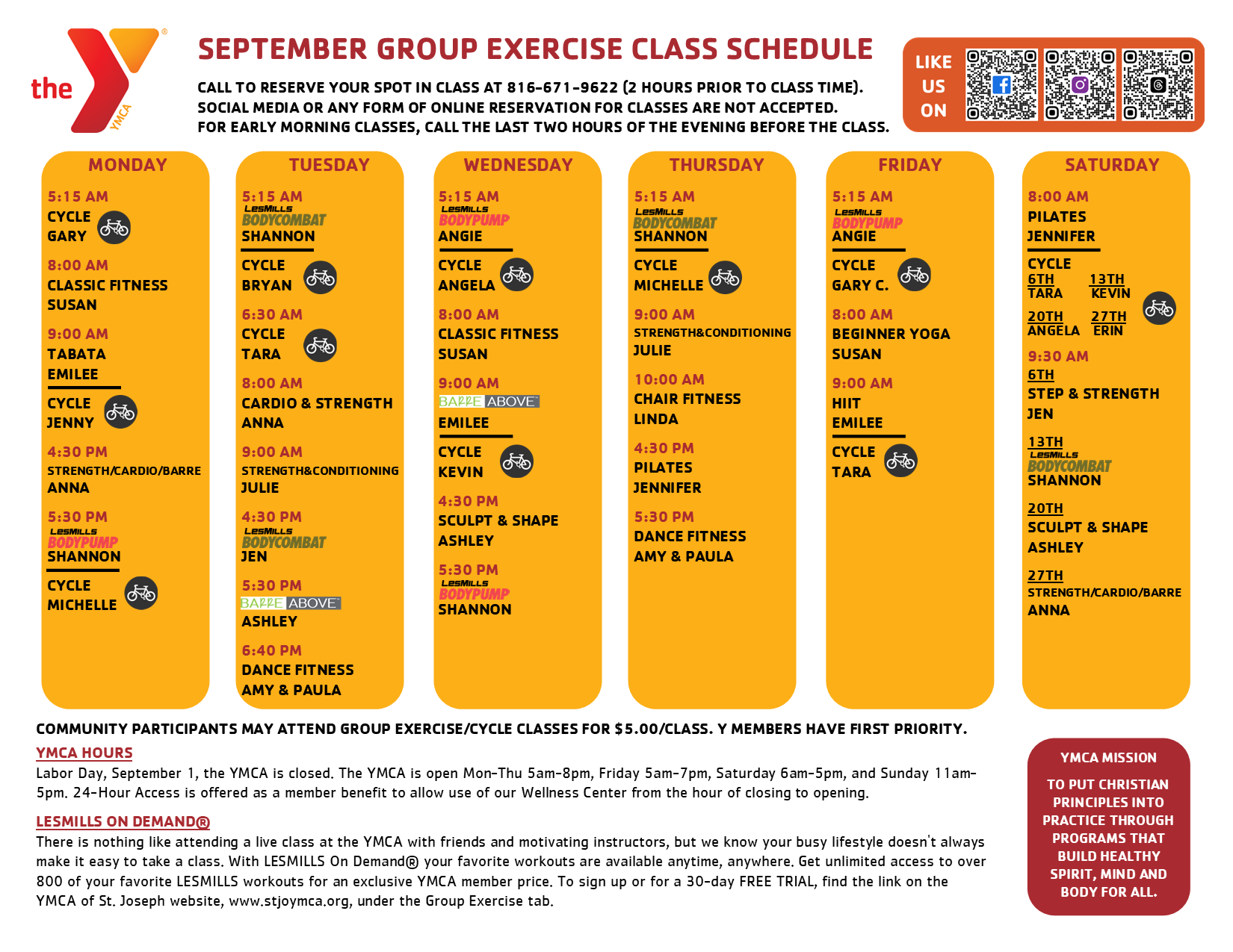 Group Exercise Schedule