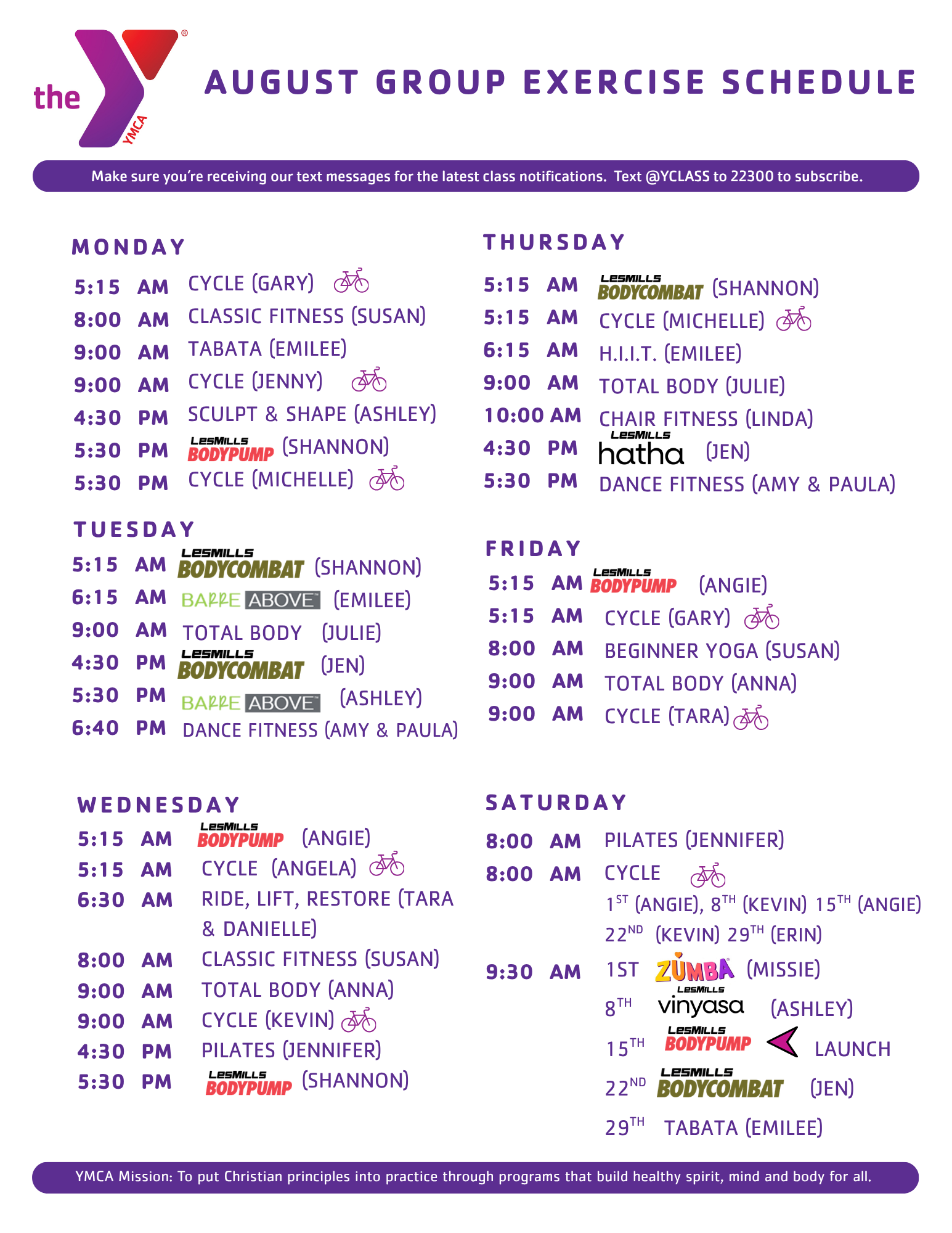Group Exercise Schedule