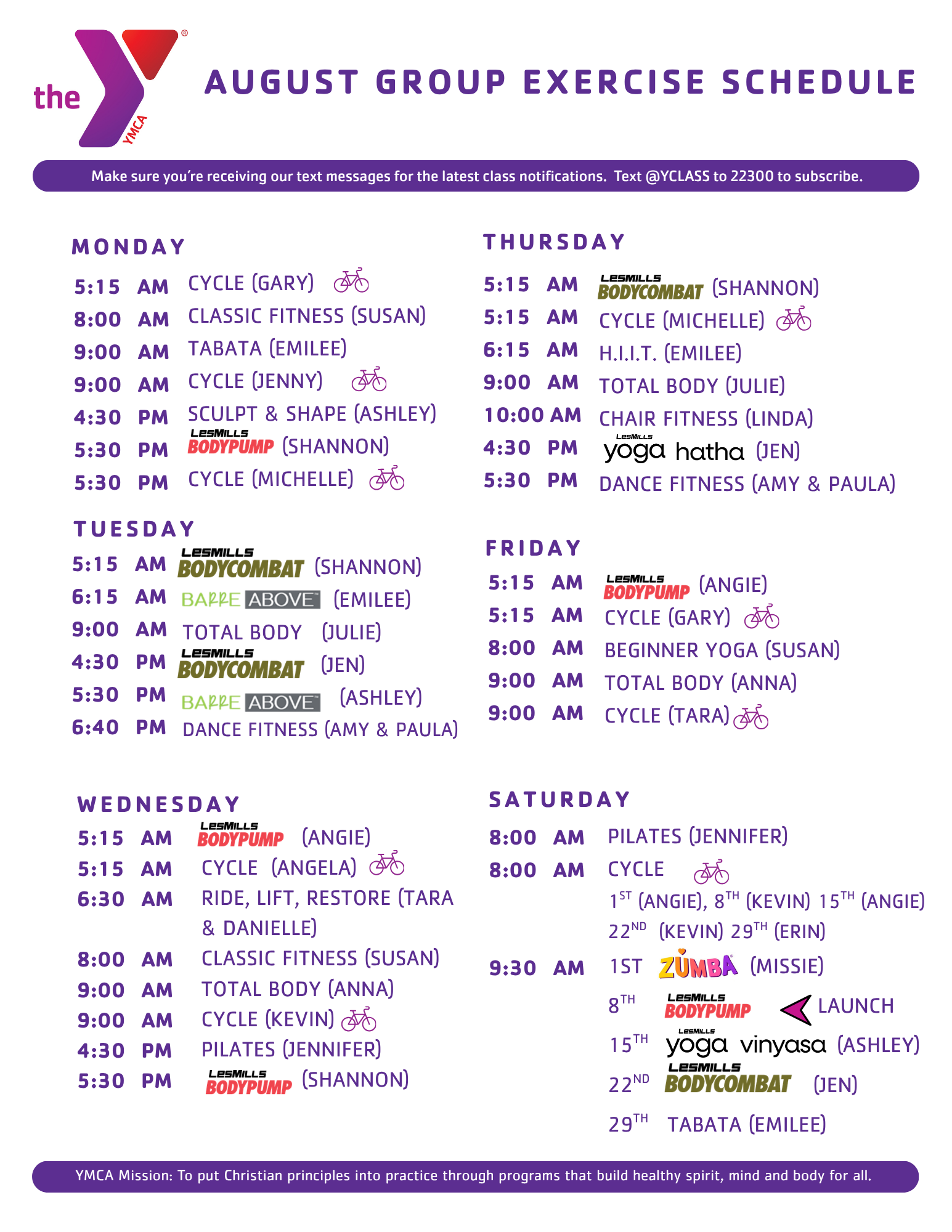 Group Exercise Schedule