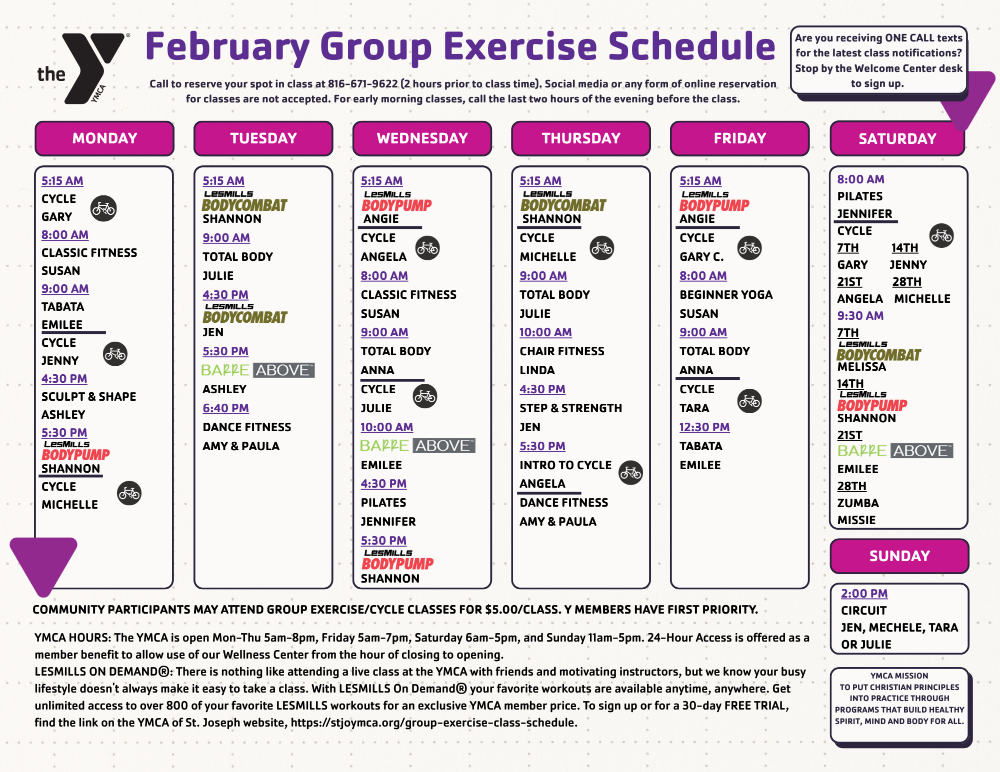 Group Exercise Schedule