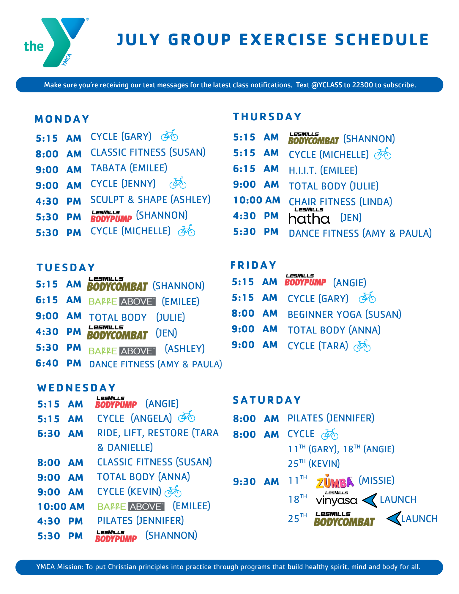 Group Exercise Schedule
