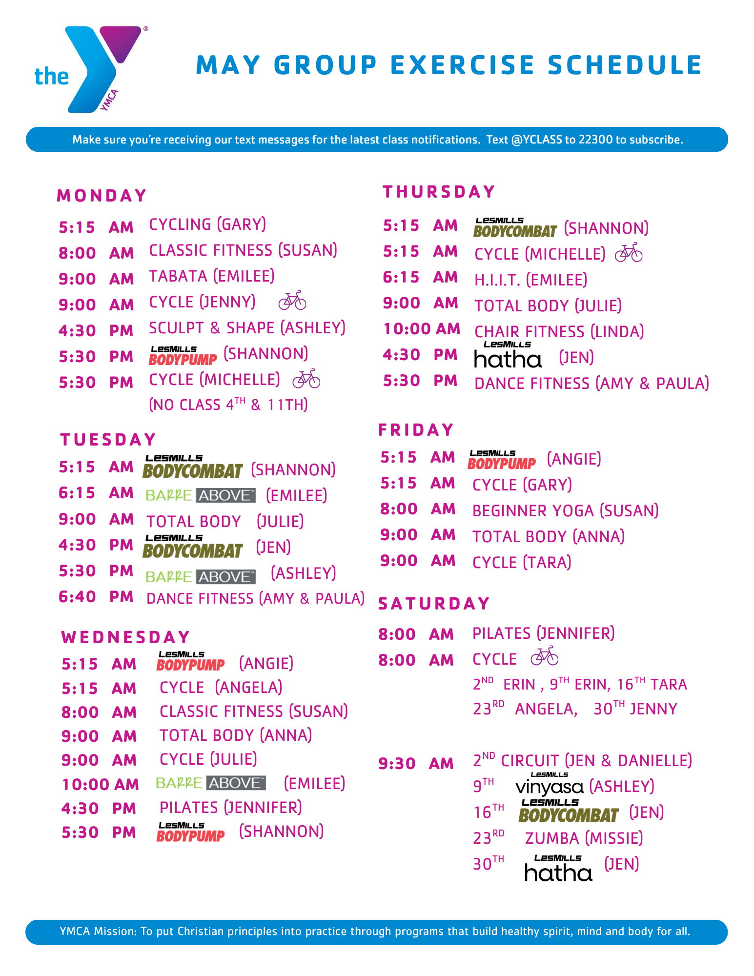 Group Exercise Schedule