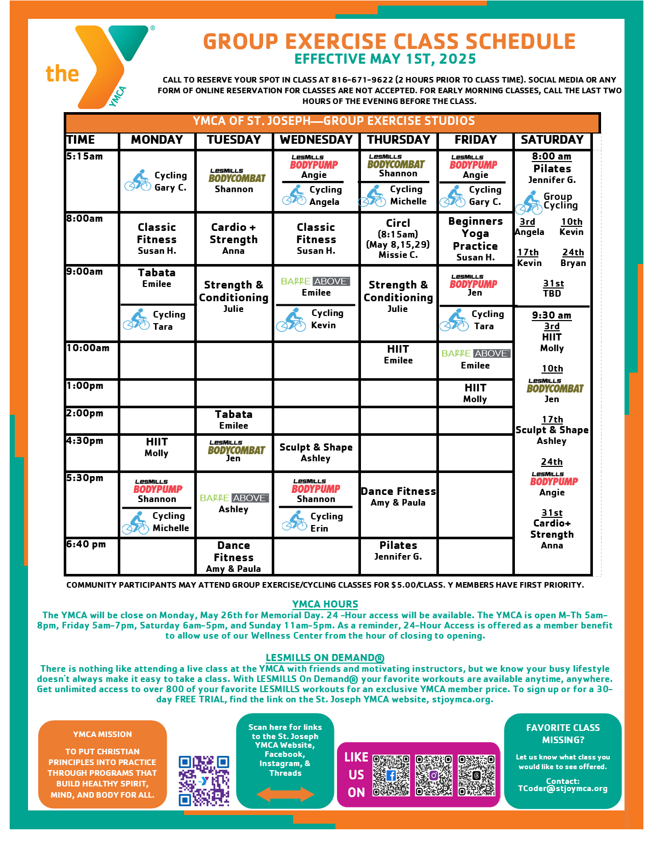 Group Exercise Schedule