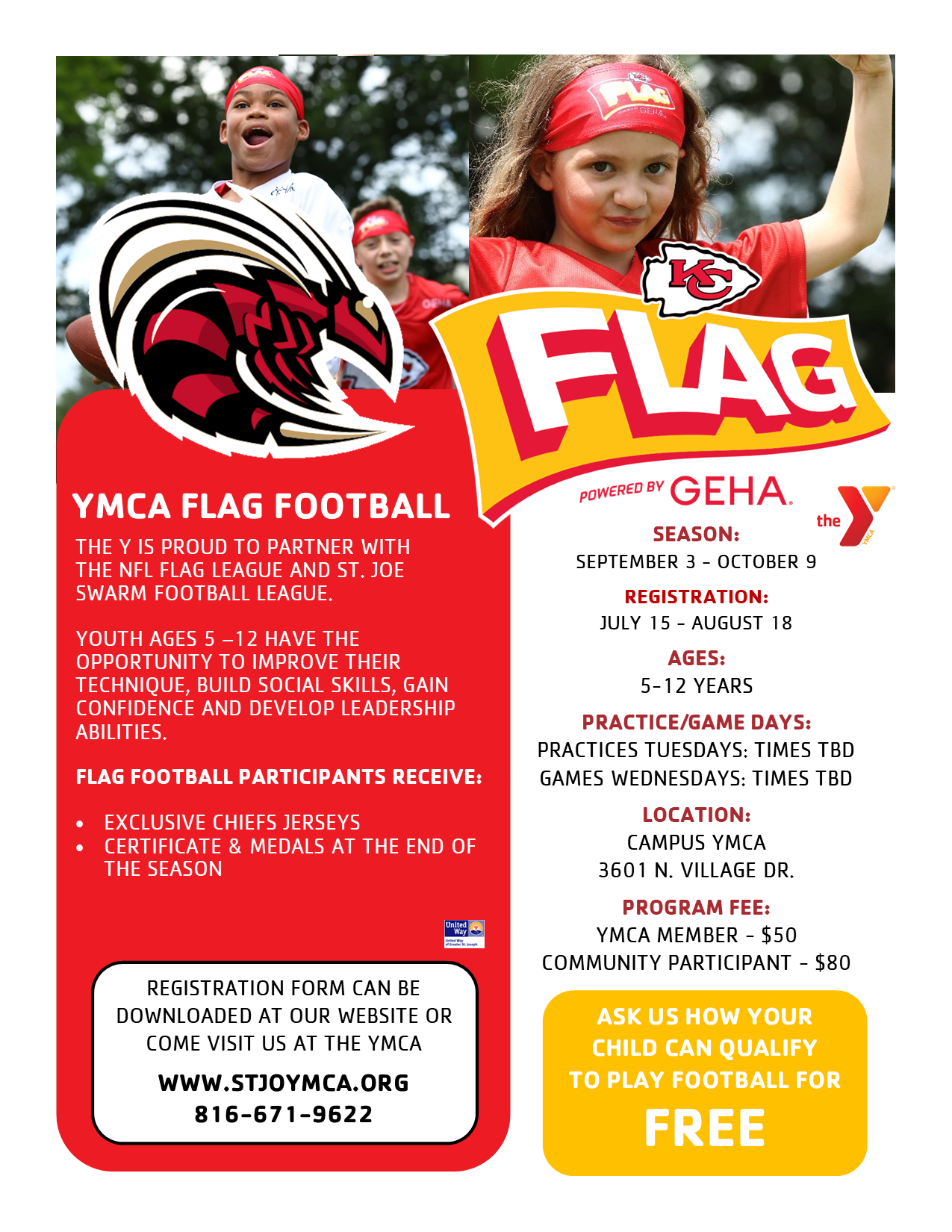 KC Chiefs/St. Joe Swarm/YMCA Youth Flag Football